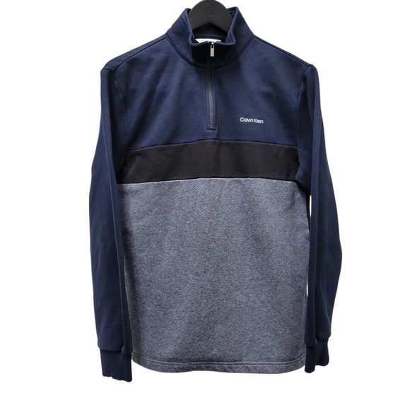 Calvin Klein Men's Colorblock Quarter-Zip Long-Sleeves Pullover Size Small... - Picture 1 of 7